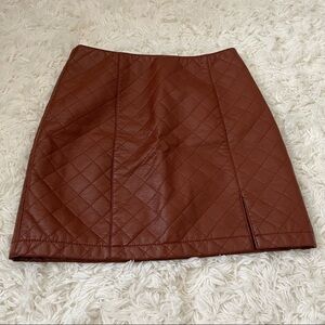 3/$45 Forever21 Quilted Brown Leather Skirt